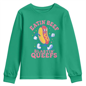 Hotdog Eatin Beef Blastin Queefs Inappropriate Youth Sweatshirt Funny Cringe Offensive Humor