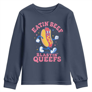 Hotdog Eatin Beef Blastin Queefs Inappropriate Youth Sweatshirt Funny Cringe Offensive Humor