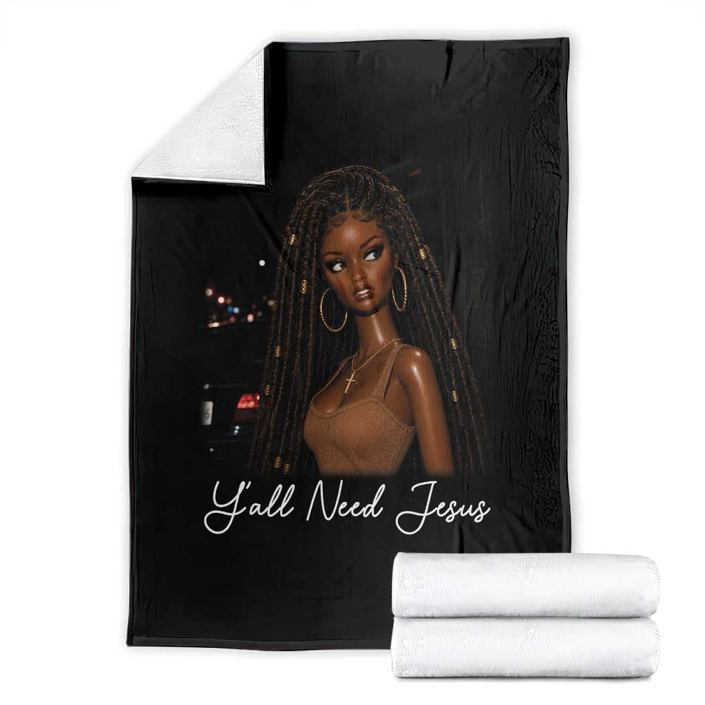 Need-Jesus Sarcastic Afro Doll Meme Funny Saying Christian Throw Blanket Black Girl African Pride TS10 Black Print Your Wear