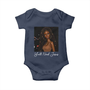 Need-Jesus Sarcastic Afro Doll Meme Funny Saying Christian Baby Onesie Black Girl African Pride TS10 Navy Print Your Wear