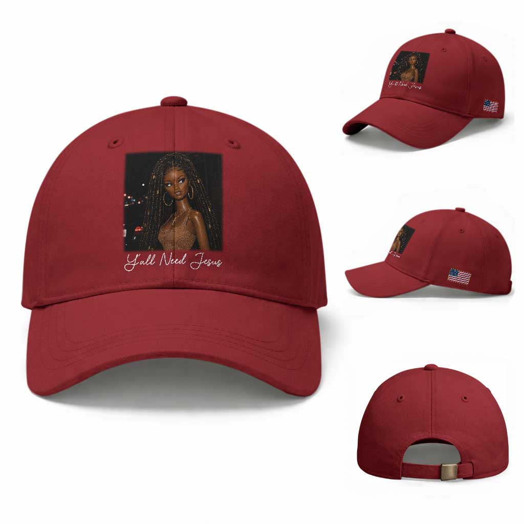 Need-Jesus Sarcastic Afro Doll Meme Funny Saying Christian Baseball Cap Black Girl African Pride TS10 Baseball Cap Universal Fit Cherry Red Print Your Wear