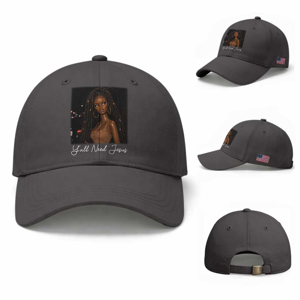 Need-Jesus Sarcastic Afro Doll Meme Funny Saying Christian Baseball Cap Black Girl African Pride TS10 Baseball Cap Universal Fit Dark Gray Print Your Wear