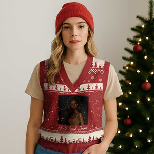 Need-Jesus Sarcastic Afro Doll Meme Funny Saying Christian V-Neck Knit Sweater Vest Black Girl African Pride TS10 Red Beige Print Your Wear