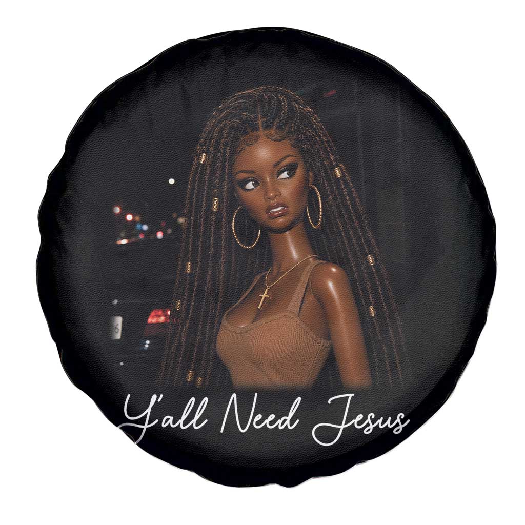 Need-Jesus Sarcastic Afro Doll Meme Funny Saying Christian Spare Tire Cover Black Girl African Pride TS10 Print Your Wear