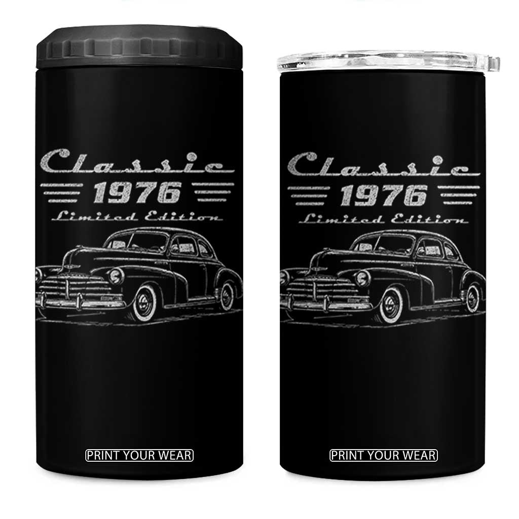 50th Birthday 4 in 1 Can Cooler Tumbler Vintage Retro Car Classic 1976 50 Year Old Gift