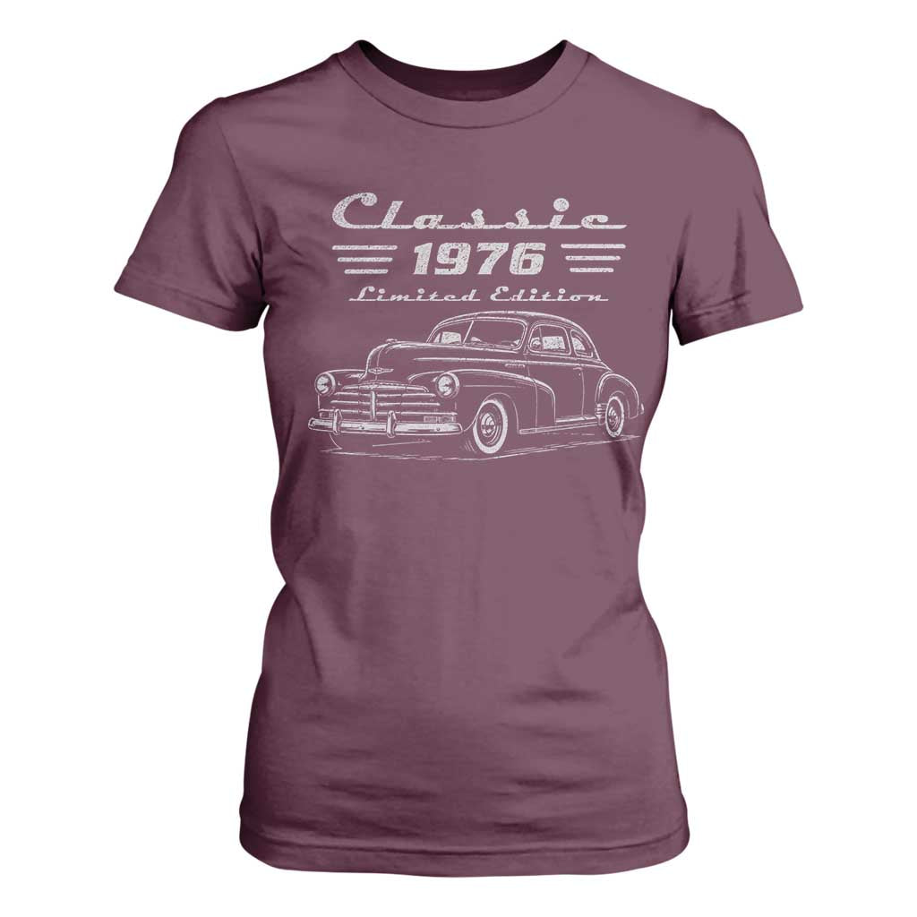 50th Birthday T Shirt For Women Vintage Retro Car Classic 1976 50 Year Old Gift