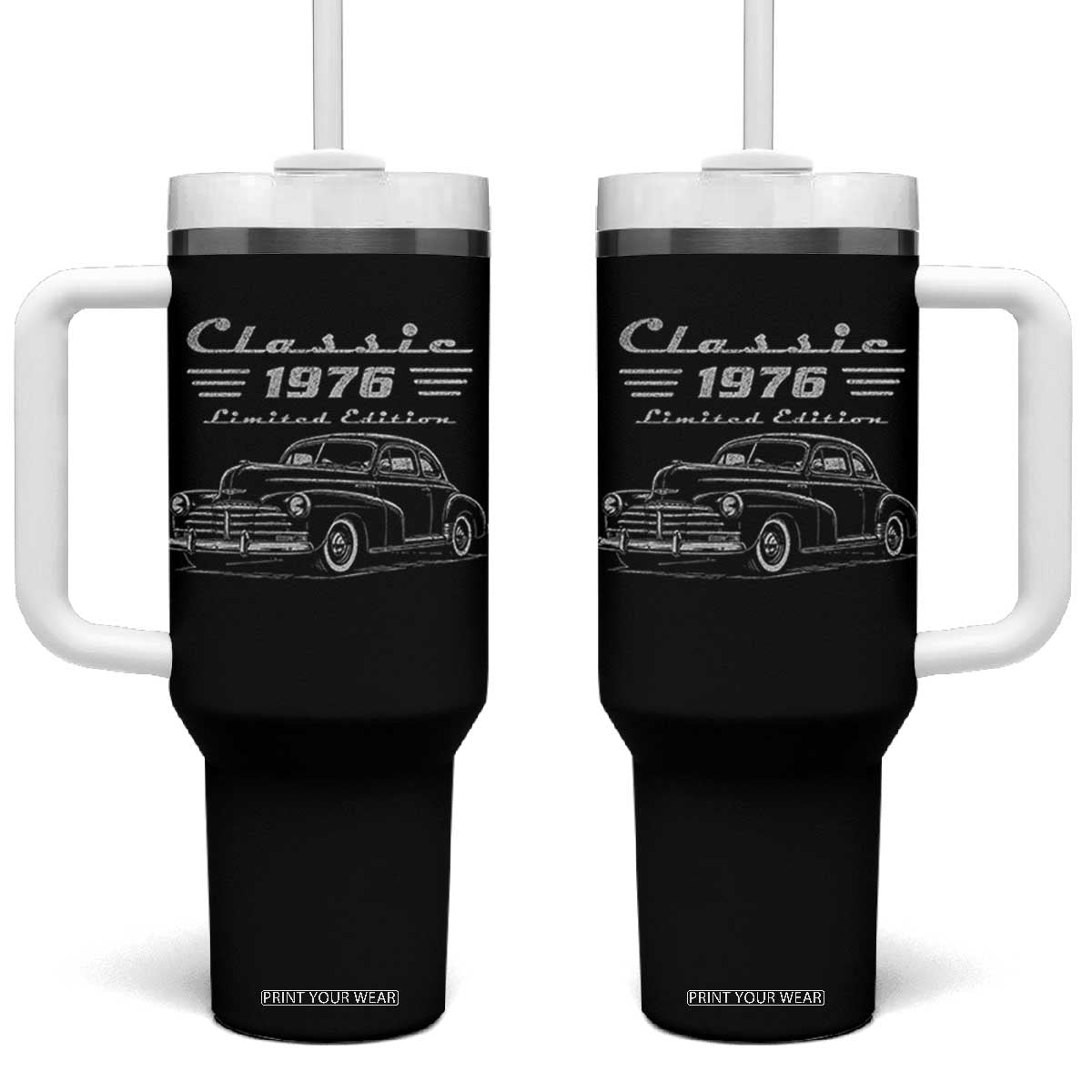 50th Birthday Tumbler With Handle Vintage Retro Car Classic 1976 50 Year Old Gift