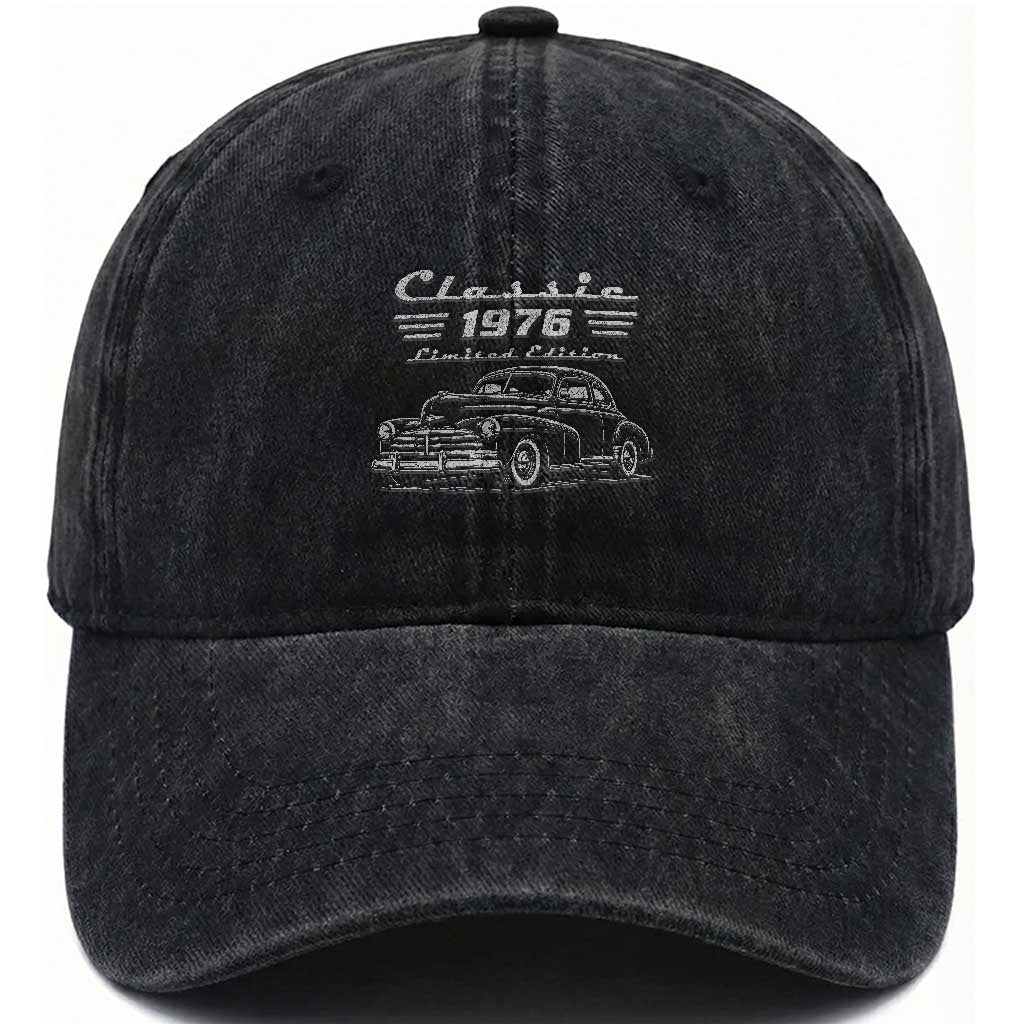 50th Birthday Washed Cotton Baseball Cap Vintage Retro Car Classic 1976 50 Year Old Gift