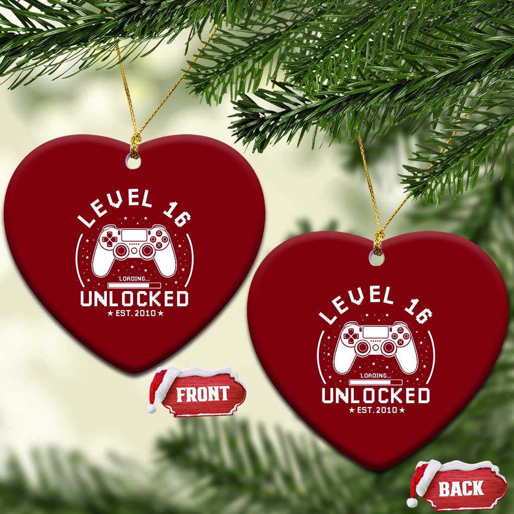 Level 16 Unlocked Video Gamer 16th Birthday Gift Ceramic Ornament Vintage 2010 16 Year Old Gift