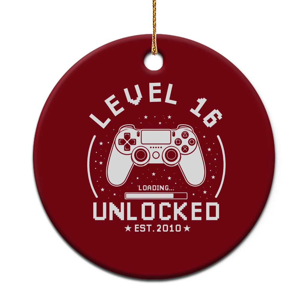 Level 16 Unlocked Video Gamer 16th Birthday Gift Ceramic Ornament Vintage 2010 16 Year Old Gift
