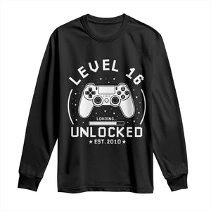 Level 16 Unlocked Video Gamer 16th Birthday Gift Long Sleeve Shirt Vintage 2010 16 Year Old Gift