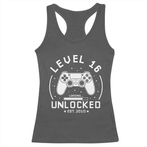 Level 16 Unlocked Video Gamer 16th Birthday Gift Racerback Tank Top Vintage 2010 16 Year Old Gift
