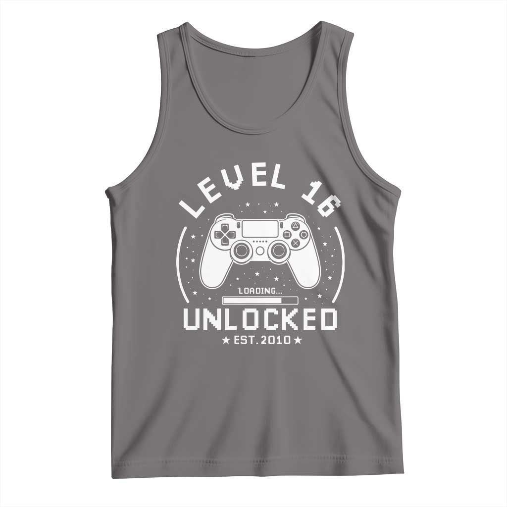 Level 16 Unlocked Video Gamer 16th Birthday Gift Tank Top Vintage 2010 16 Year Old Gift