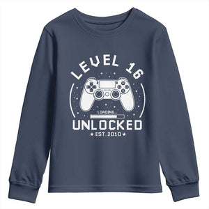 Level 16 Unlocked Video Gamer 16th Birthday Gift Youth Sweatshirt Vintage 2010 16 Year Old Gift