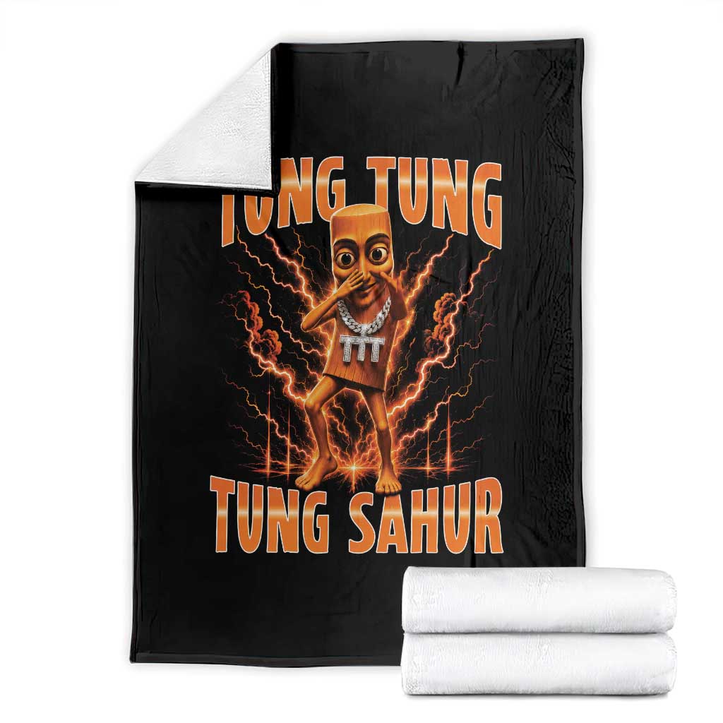Tung Tung Tung Sahur is Calling Scuba Dance Meme Throw Blanket Italian Brainrot TS10 Black Print Your Wear