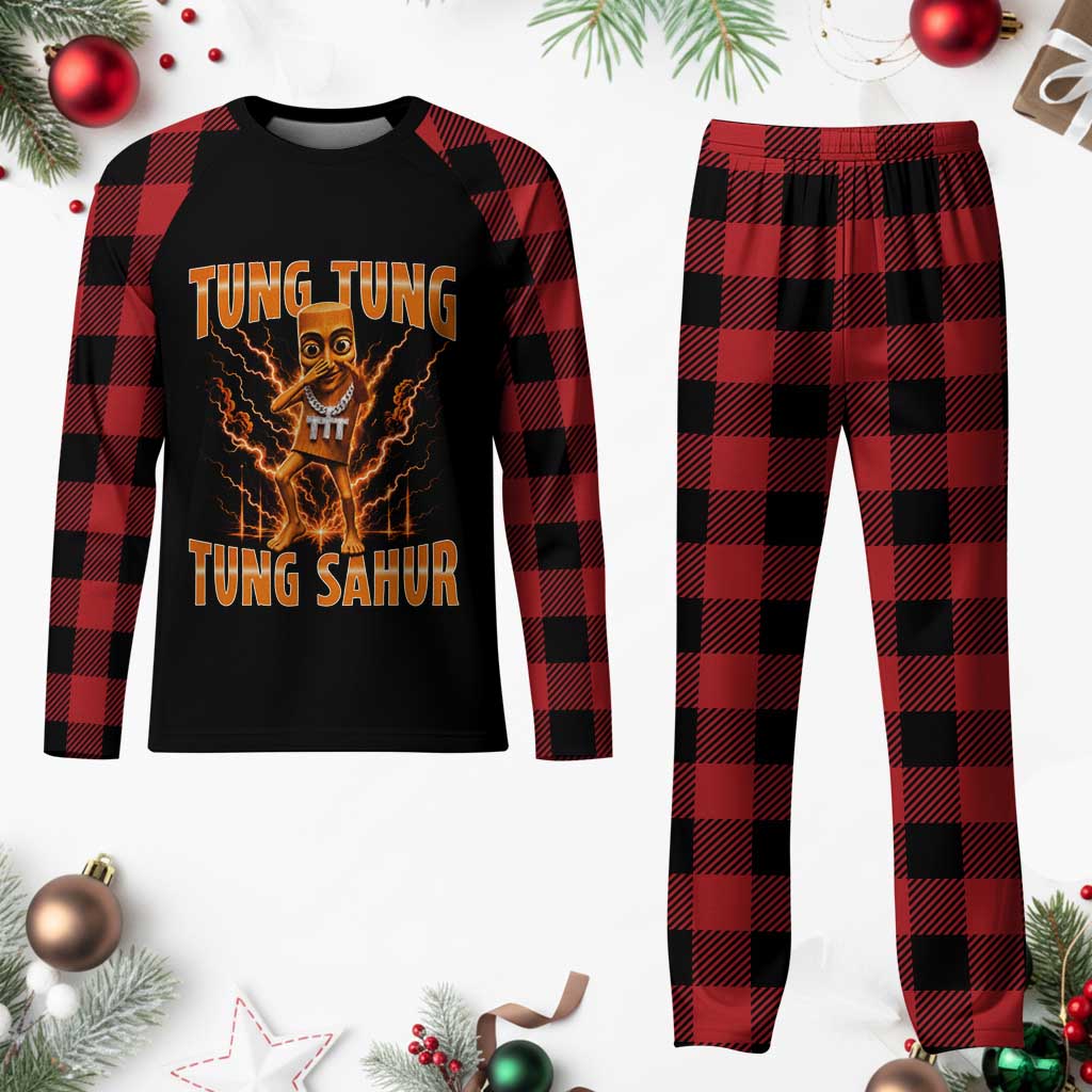 Tung Tung Tung Sahur is Calling Scuba Dance Meme Plaid Pajama Set Italian Brainrot TS10 Buffalo Plaid Print Your Wear