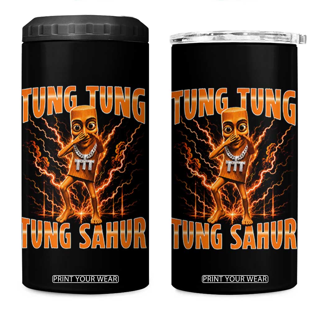 Tung Tung Tung Sahur is Calling Scuba Dance Meme 4 in 1 Can Cooler Tumbler Italian Brainrot TS10 One Size: 16 oz Black Print Your Wear