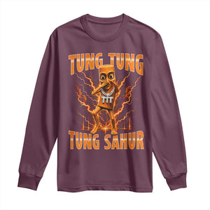 Tung Tung Tung Sahur is Calling Scuba Dance Meme Long Sleeve Shirt Italian Brainrot TS10 Maroon Print Your Wear
