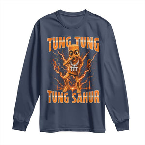 Tung Tung Tung Sahur is Calling Scuba Dance Meme Long Sleeve Shirt Italian Brainrot TS10 Navy Print Your Wear