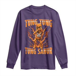 Tung Tung Tung Sahur is Calling Scuba Dance Meme Long Sleeve Shirt Italian Brainrot TS10 Purple Print Your Wear