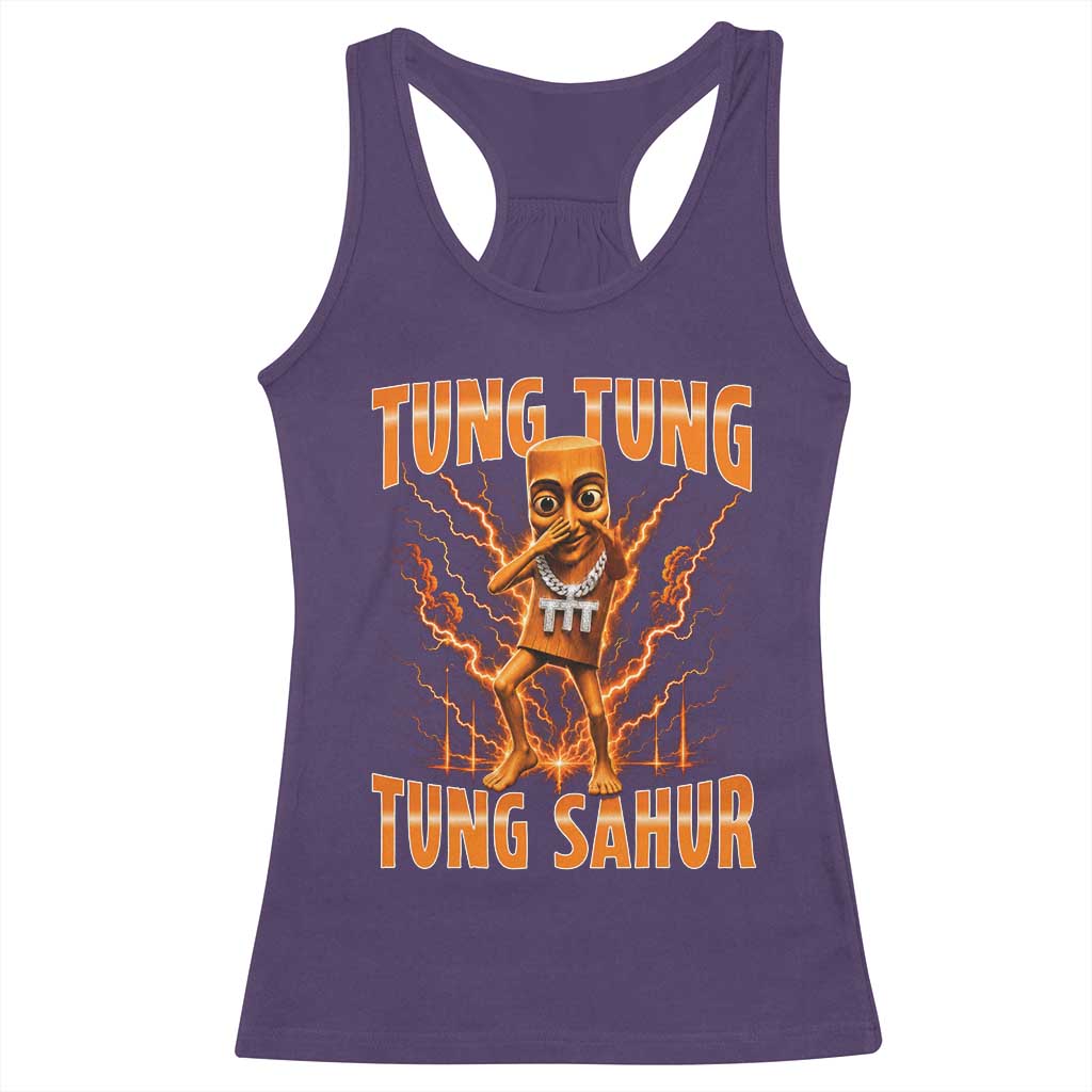 Tung Tung Tung Sahur is Calling Scuba Dance Meme Racerback Tank Top Italian Brainrot TS10 Purple Print Your Wear
