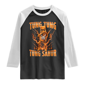 Tung Tung Tung Sahur is Calling Scuba Dance Meme Raglan Shirt Italian Brainrot TS10 Black White Print Your Wear