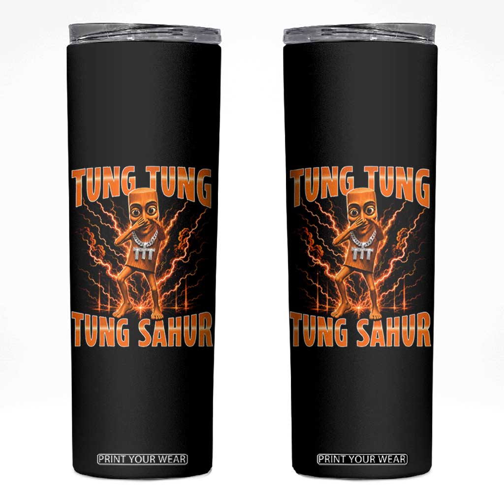 Tung Tung Tung Sahur is Calling Scuba Dance Meme Skinny Tumbler Italian Brainrot TS10 Black Print Your Wear