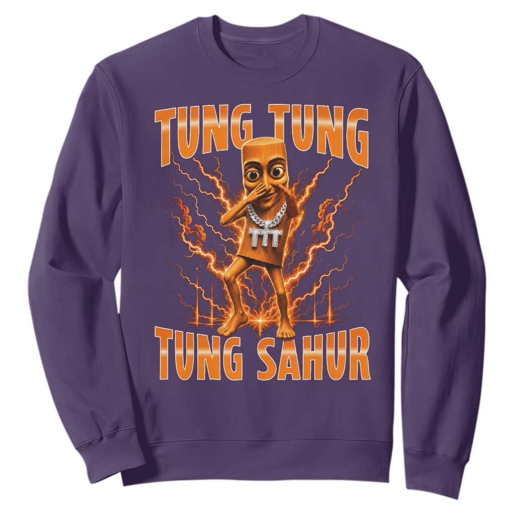 Tung Tung Tung Sahur is Calling Scuba Dance Meme Sweatshirt Italian Brainrot TS10 Purple Print Your Wear