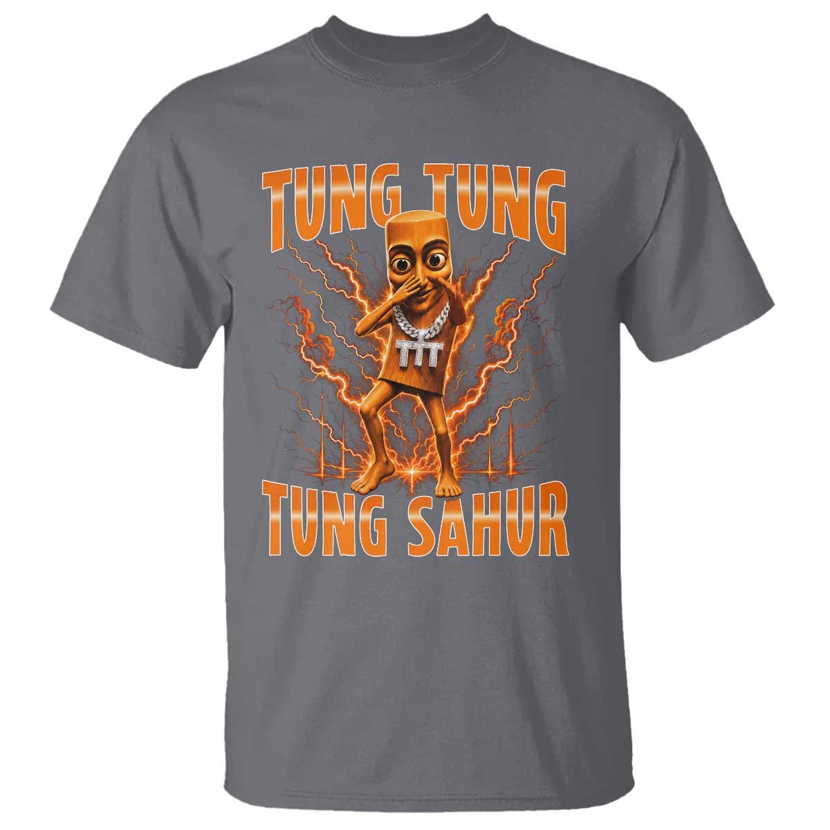Tung Tung Tung Sahur is Calling Scuba Dance Meme T Shirt Italian Brainrot TS10 Charcoal Print Your Wear