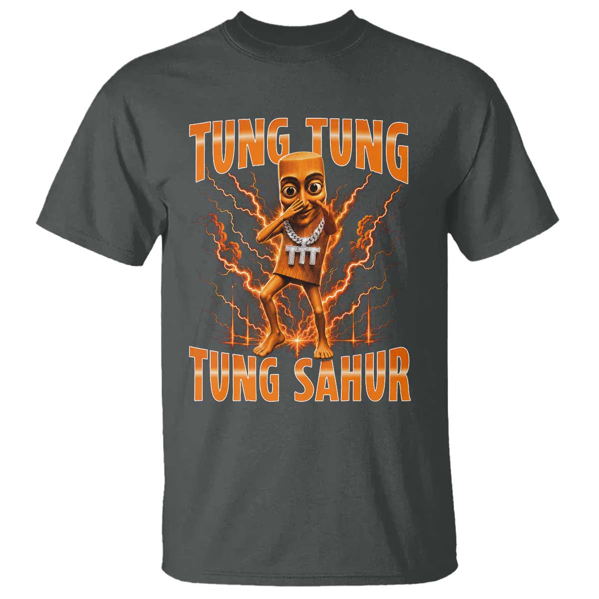 Tung Tung Tung Sahur is Calling Scuba Dance Meme T Shirt Italian Brainrot TS10 Dark Heather Print Your Wear
