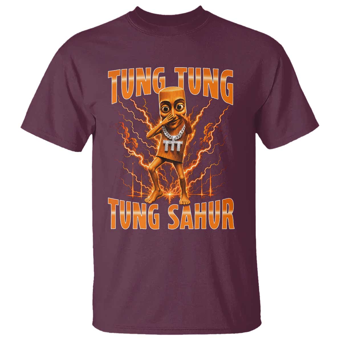 Tung Tung Tung Sahur is Calling Scuba Dance Meme T Shirt Italian Brainrot TS10 Maroon Print Your Wear