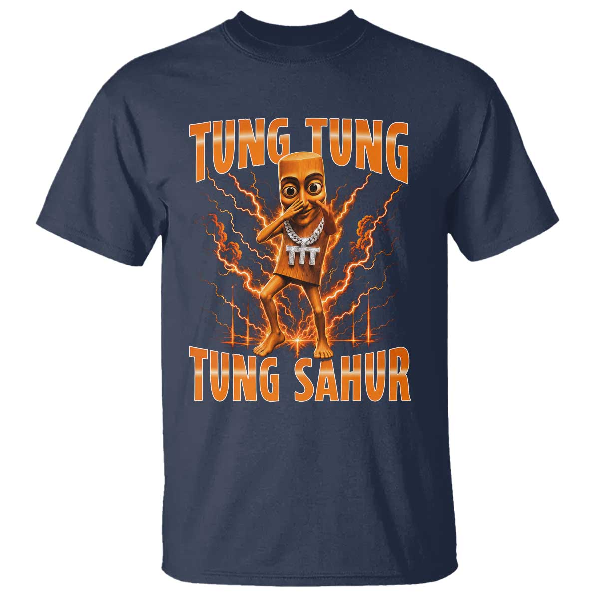 Tung Tung Tung Sahur is Calling Scuba Dance Meme T Shirt Italian Brainrot TS10 Navy Print Your Wear