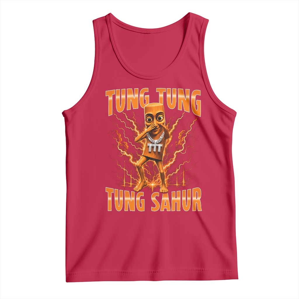 Tung Tung Tung Sahur is Calling Scuba Dance Meme Tank Top Italian Brainrot TS10 Red Print Your Wear