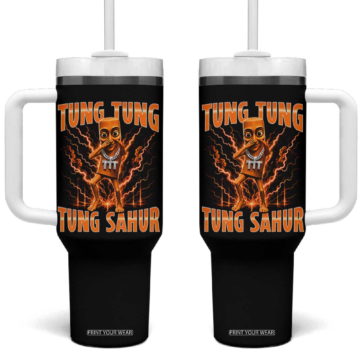 Tung Tung Tung Sahur is Calling Scuba Dance Meme Tumbler With Handle Italian Brainrot TS10 One Size: 40 oz Black Print Your Wear