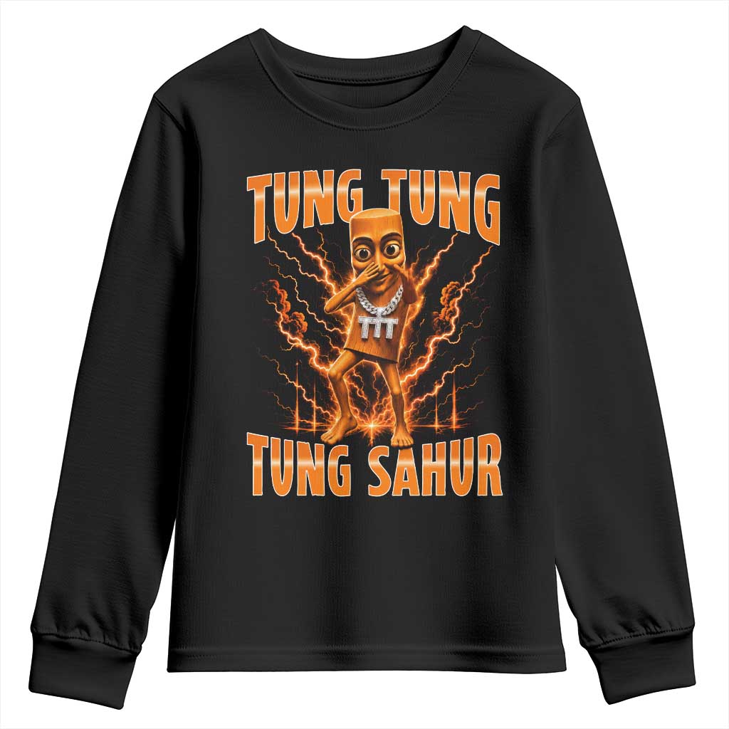 Tung Tung Tung Sahur is Calling Scuba Dance Meme Youth Sweatshirt Italian Brainrot TS10 Black Print Your Wear