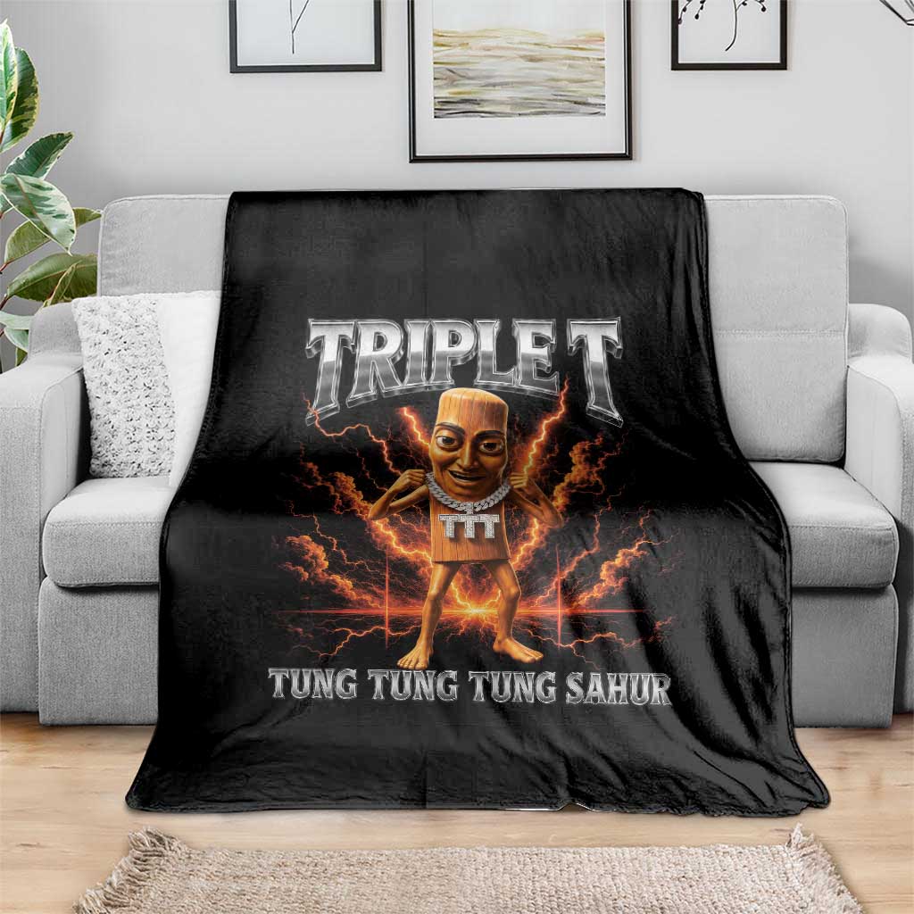 Triple T Tung Tung Tung Sahur Brainrot Meme Throw Blanket TS10 Print Your Wear