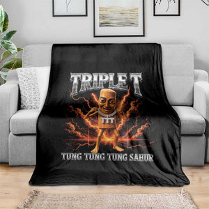 Triple T Tung Tung Tung Sahur Brainrot Meme Throw Blanket TS10 Print Your Wear
