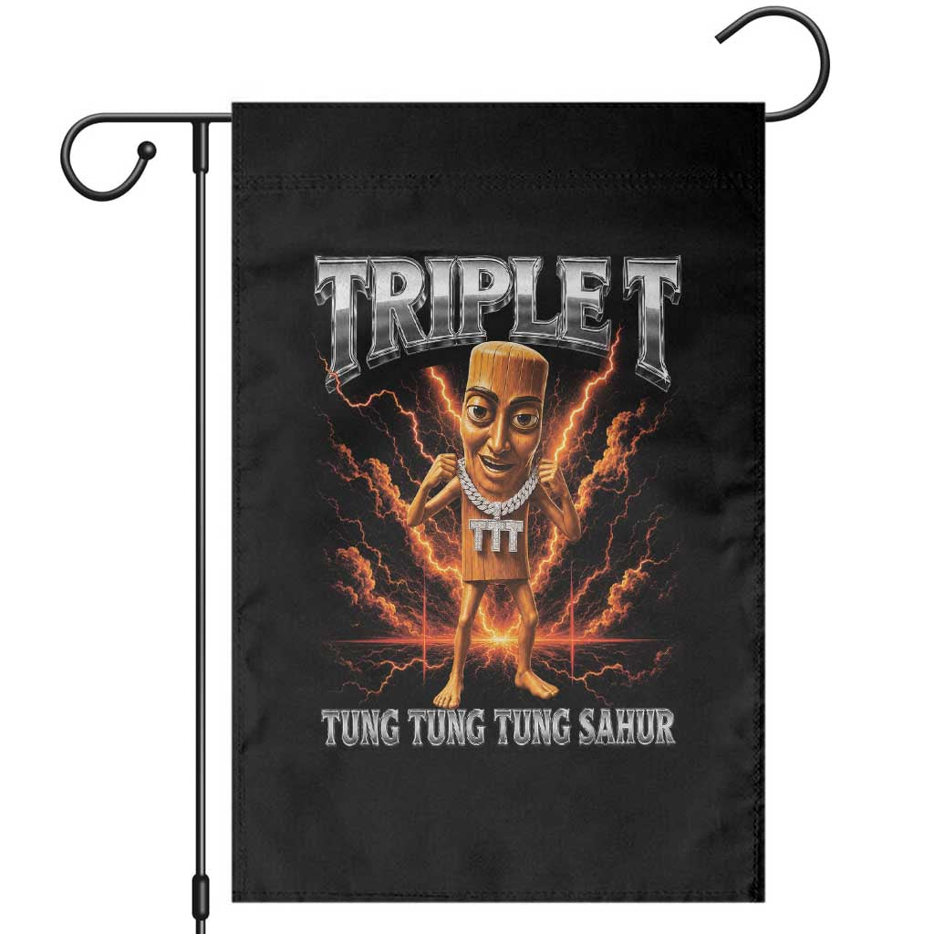Triple T Tung Tung Tung Sahur Brainrot Meme Garden Flag TS10 Black Print Your Wear