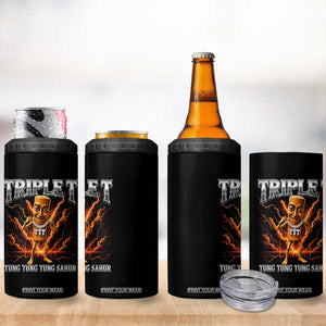 Triple T Tung Tung Tung Sahur Brainrot Meme 4 in 1 Can Cooler Tumbler TS10 Print Your Wear