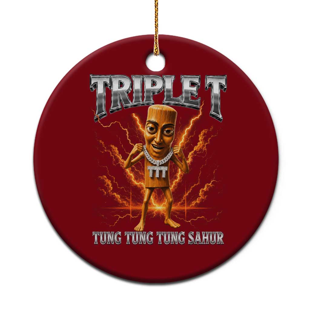 Triple T Tung Tung Tung Sahur Brainrot Meme Ceramic Ornament TS10 1pc Red Print Your Wear