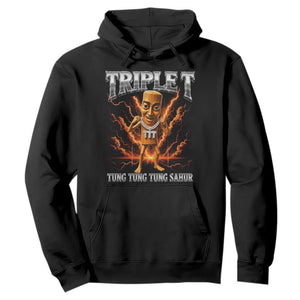 Triple T Tung Tung Tung Sahur Brainrot Meme Hoodie TS10 Black Print Your Wear
