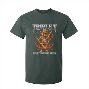 Triple T Tung Tung Tung Sahur Brainrot Meme T Shirt For Kid TS10 Dark Forest Green Print Your Wear