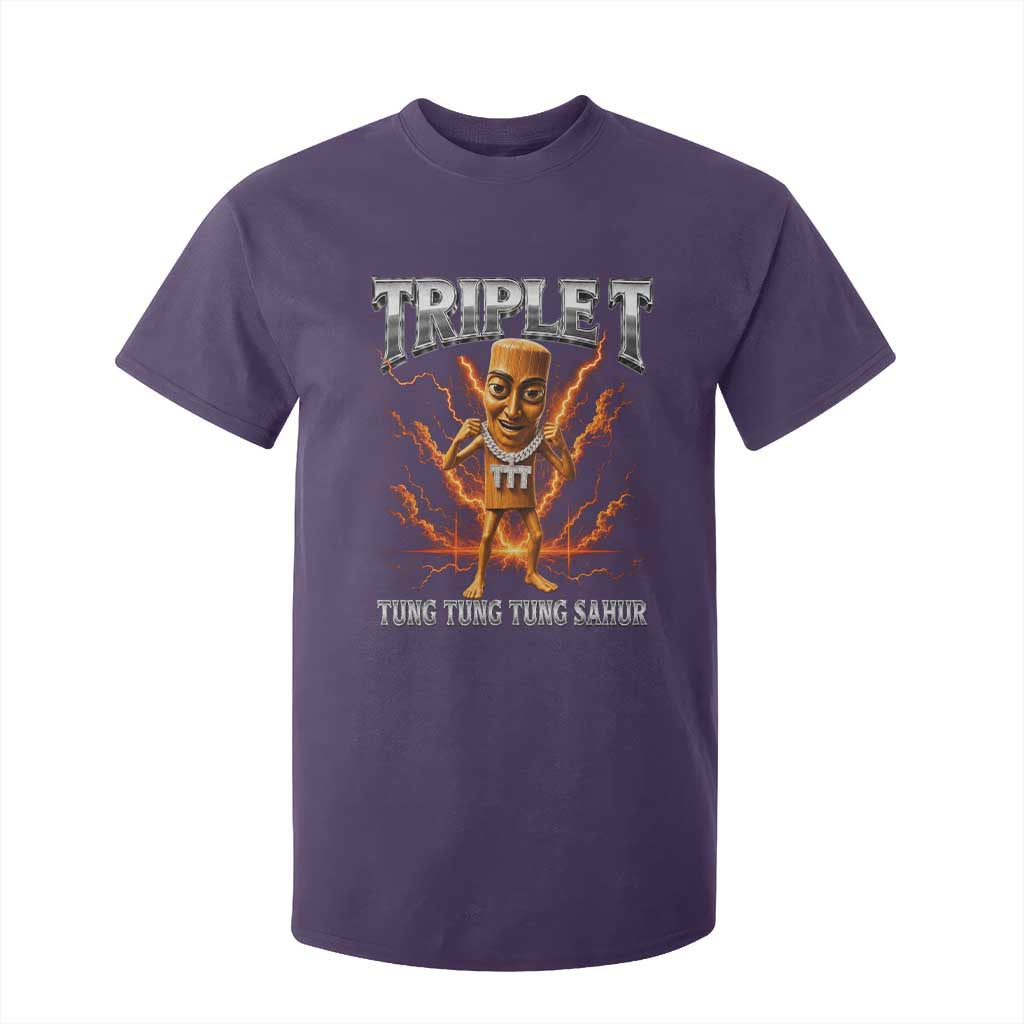 Triple T Tung Tung Tung Sahur Brainrot Meme T Shirt For Kid TS10 Purple Print Your Wear