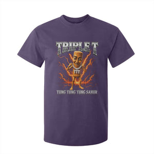 Triple T Tung Tung Tung Sahur Brainrot Meme T Shirt For Kid TS10 Purple Print Your Wear