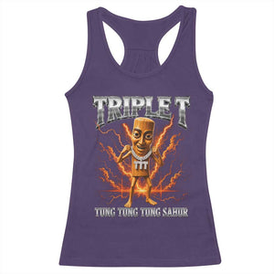 Triple T Tung Tung Tung Sahur Brainrot Meme Racerback Tank Top TS10 Purple Print Your Wear