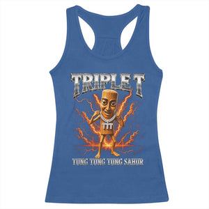 Triple T Tung Tung Tung Sahur Brainrot Meme Racerback Tank Top TS10 Royal Blue Print Your Wear