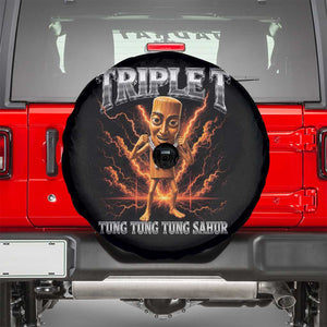 Triple T Tung Tung Tung Sahur Brainrot Meme Spare Tire Cover TS10 Black Print Your Wear