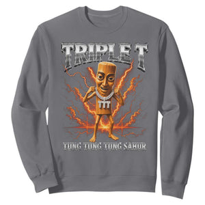Triple T Tung Tung Tung Sahur Brainrot Meme Sweatshirt TS10 Charcoal Print Your Wear