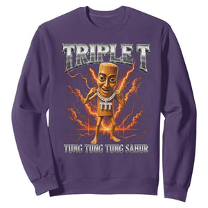 Triple T Tung Tung Tung Sahur Brainrot Meme Sweatshirt TS10 Purple Print Your Wear