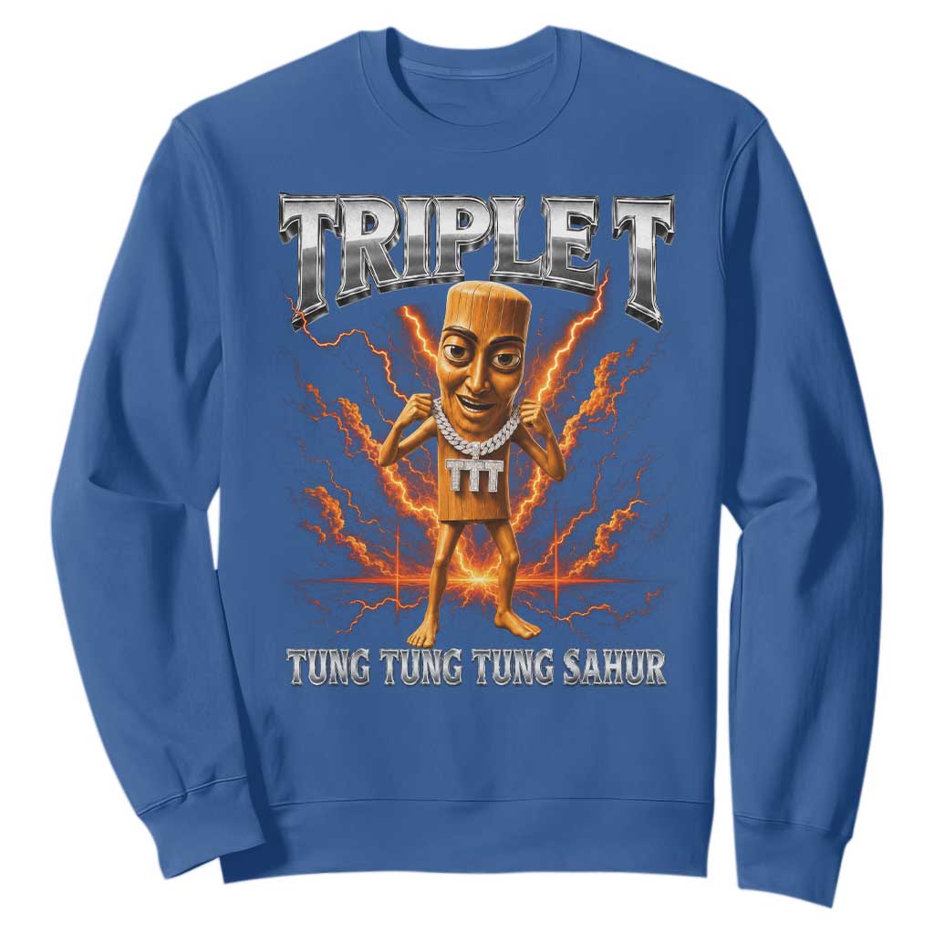 Triple T Tung Tung Tung Sahur Brainrot Meme Sweatshirt TS10 Royal Blue Print Your Wear